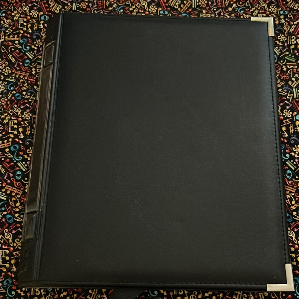 Black Leather Portfolio with Metal Corners